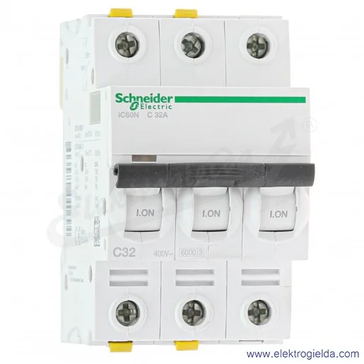 Wyłącznik nadprądowy iC60N-C32-3 C 32A 3-biegunowy Wyłącznik nadprądowy iC60N-C32-3 C 32A 3-biegunowy