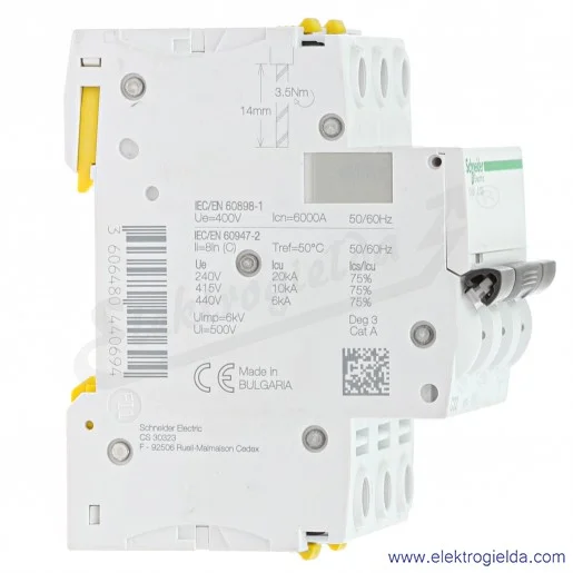 Wyłącznik nadprądowy iC60N-C32-3 C 32A 3-biegunowy Wyłącznik nadprądowy iC60N-C32-3 C 32A 3-biegunowy