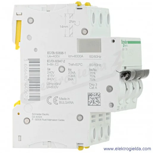 Wyłącznik nadprądowy iC60N-C20-3 C 20A 3-biegunowy Wyłącznik nadprądowy iC60N-C20-3 C 20A 3-biegunowy