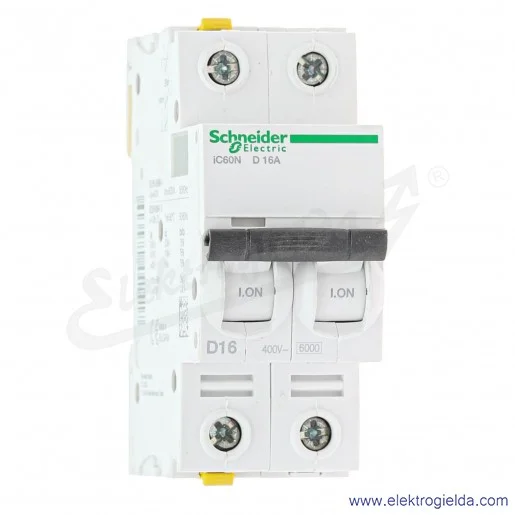 Wyłącznik nadprądowy iC60N-D16-2 D 16A 2-biegunowy Wyłącznik nadprądowy iC60N-D16-2 D 16A 2-biegunowy
