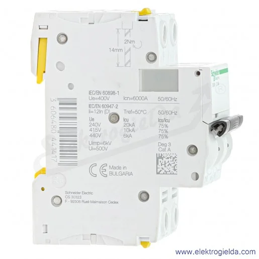 Wyłącznik nadprądowy iC60N-D16-2 D 16A 2-biegunowy Wyłącznik nadprądowy iC60N-D16-2 D 16A 2-biegunowy