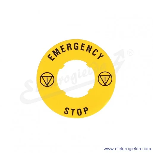 LPXAU115 tabliczka 60mm żółta z napisem EMERGENCY STOP LPXAU115 tabliczka 60mm żółta z napisem EMERGENCY STOP