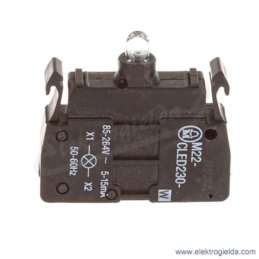 Blok podświetlający 216575, M22-CLED230-W, biały LED, 85..264VAC, montaż czołowy Blok podświetlający 216575, M22-CLED230-W, biały LED, 85..264VAC, montaż czołowy