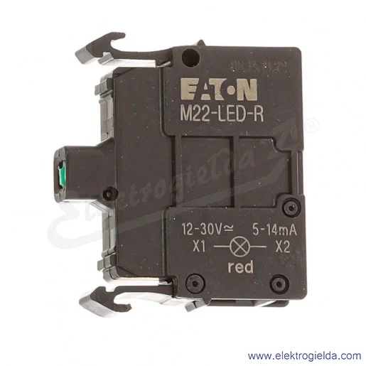 Moduł LED 216558, M22-LED-R, czerwony, 12-30V AC/DC, montaż czołowy, zaciski śrubowe Moduł LED 216558, M22-LED-R, czerwony, 12-30V AC/DC, montaż czołowy, zaciski śrubowe