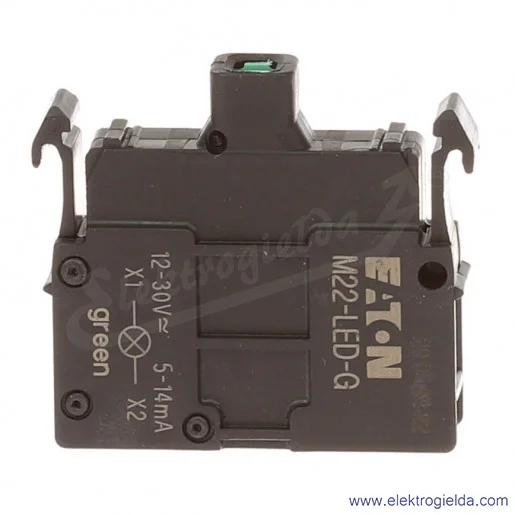 Moduł LED 216559, M22-LED-G, zielony, 12-30V AC/DC, montaż czołowy, zaciski śrubowe Moduł LED 216559, M22-LED-G, zielony, 12-30V AC/DC, montaż czołowy, zaciski śrubowe