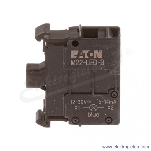 Moduł LED 218057, M22-LED-B, niebieski, 12-30V AC/DC, montaż czołowy, zaciski śrubowe Moduł LED 218057, M22-LED-B, niebieski, 12-30V AC/DC, montaż czołowy, zaciski śrubowe
