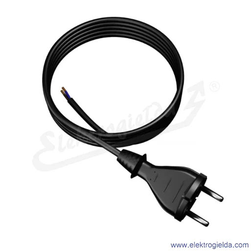 Kabel przyłączeniowy W-97193 S8 OW 2x1,5mm 3m czarny guma sznur przyłączeniowy z wtyczką Kabel przyłączeniowy W-97193 S8 OW 2x1,5mm 3m czarny guma sznur przyłączeniowy z wtyczką