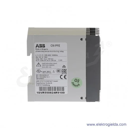 Przekaźnik monitorujący CM-PFE 1 NO/1 NC L1-L2-L3 208-440VAC Przekaźnik monitorujący CM-PFE 1 NO/1 NC L1-L2-L3 208-440VAC