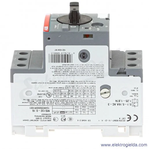 Wyłącznik silnikowy MS132-0.16 Termomagnetyczny 0.10-0.16A 3P 0.03kW Wyłącznik silnikowy MS132-0.16 Termomagnetyczny 0.10-0.16A 3P 0.03kW