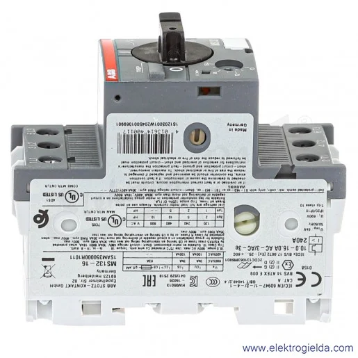 Wyłącznik silnikowy MS132-16 Termomagnetyczny 10-16A 3P 7.5kW Wyłącznik silnikowy MS132-16 Termomagnetyczny 10-16A 3P 7.5kW