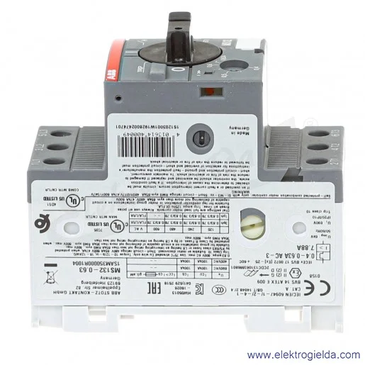 Wyłącznik silnikowy MS132-0.63 Termomagnetyczny 0.4-0.63A 3P 0.18kW Wyłącznik silnikowy MS132-0.63 Termomagnetyczny 0.4-0.63A 3P 0.18kW