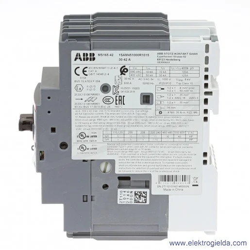 Wyłącznik silnikowy MS165-42 Termomagnetyczny 30-42A 3P 22kW Wyłącznik silnikowy MS165-42 Termomagnetyczny 30-42A 3P 22kW
