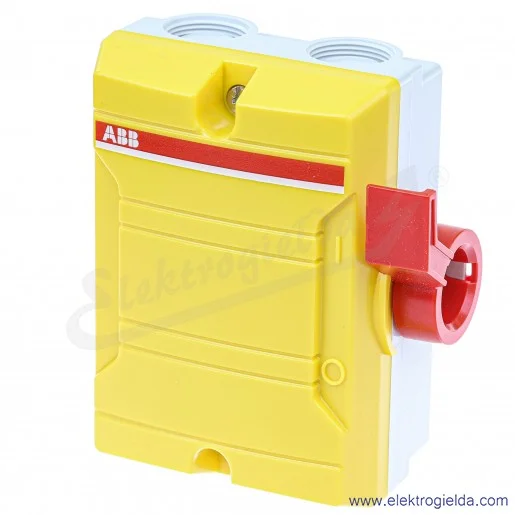 Rozłącznik bezpieczeństwa 2CMA142423R1000, BWS316YTPN, 16A, 3P, 7.5kW, w obudowie, IP65, żółty z czerwoną dźwignią Rozłącznik bezpieczeństwa 2CMA142423R1000, BWS316YTPN, 16A, 3P, 7.5kW, w obudowie, IP65, żółty z czerwoną dźwignią