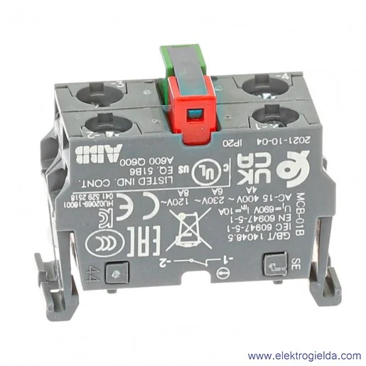 Podwójny blok styków 1SFA611610R2011, MCB-11B, 1NO+1NC, do kasety, 230V, 6A Podwójny blok styków 1SFA611610R2011, MCB-11B, 1NO+1NC, do kasety, 230V, 6A