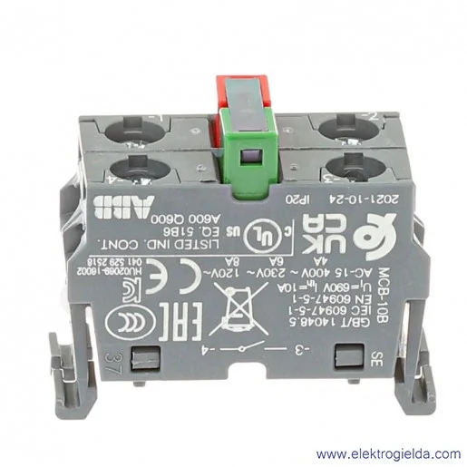 Podwójny blok styków 1SFA611610R2011, MCB-11B, 1NO+1NC, do kasety, 230V, 6A Podwójny blok styków 1SFA611610R2011, MCB-11B, 1NO+1NC, do kasety, 230V, 6A