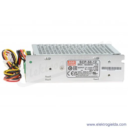 Zasilacz buforowy 505012 SCP-50-12 zasilanie 88-264VAC lub 124-370VDC, wyjście 13.8V 3.6A 50W Zasilacz buforowy 505012 SCP-50-12 zasilanie 88-264VAC lub 124-370VDC, wyjście 13.8V 3.6A 50W