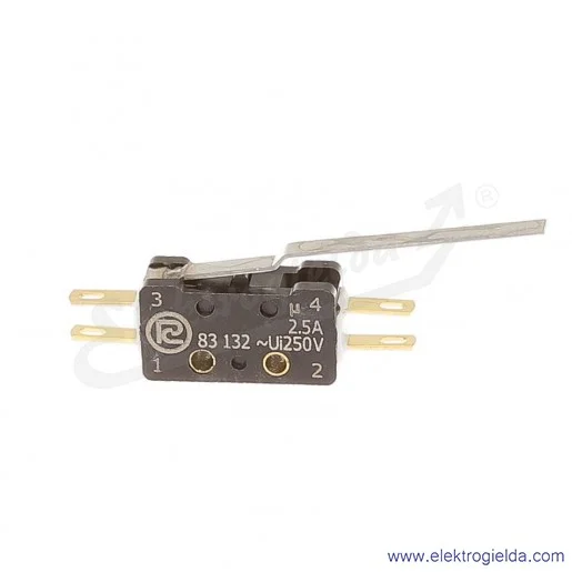 Łącznik krańcowy miniaturowy 83-132 54AR 35.75 z dźwignią 35,75mm 1Z+1R złocony Łącznik krańcowy miniaturowy 83-132 54AR 35.75 z dźwignią 35,75mm 1Z+1R złocony