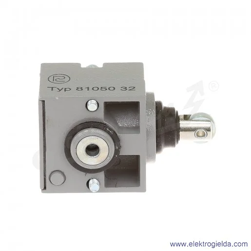 Głowica łącznika krańcowego 81 050-3.2 metalowa z popychaczem bocznym i rolką poziomą Głowica łącznika krańcowego 81 050-3.2 metalowa z popychaczem bocznym i rolką poziomą