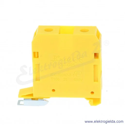 Złączka jednotorowa A11-1531, ZG G 25/TS 35, żółta, 25mm2 Złączka jednotorowa A11-1531, ZG G 25/TS 35, żółta, 25mm2