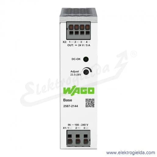 Zasilacz impulsowy jednofazowy 2587-2144 100…240V AC, wyjście 24V DC, 120W, 5A, optyczna sygnalizacja stanu (DC OK) Zasilacz impulsowy jednofazowy 2587-2144 100…240V AC, wyjście 24V DC, 120W, 5A, optyczna sygnalizacja stanu (DC OK)