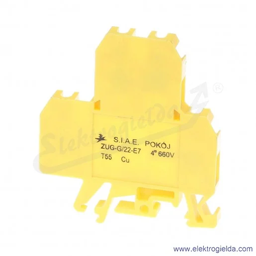 Złączka z układem A01-6901, ZUG-G/22-E7, 600V, jednotorowa, żółta, 4mm2 Złączka z układem A01-6901, ZUG-G/22-E7, 600V, jednotorowa, żółta, 4mm2