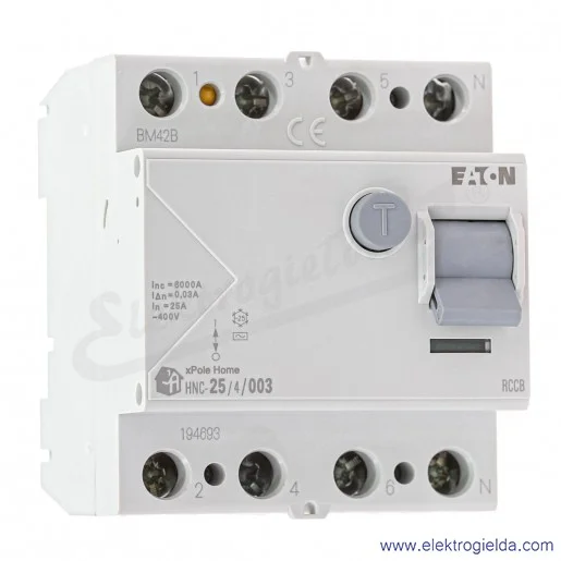 Wyłącznik różnicowoprądowy HNC-25/4/003 4P 25A 0,03A typ AC Wyłącznik różnicowoprądowy HNC-25/4/003 4P 25A 0,03A typ AC