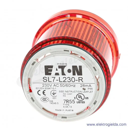 Kolumna sygnalizacyjna 171475, SL7-l L230-R czerwona, światło ciągłe LED 230VAC, IP66 Kolumna sygnalizacyjna 171475, SL7-l L230-R czerwona, światło ciągłe LED 230VAC, IP66