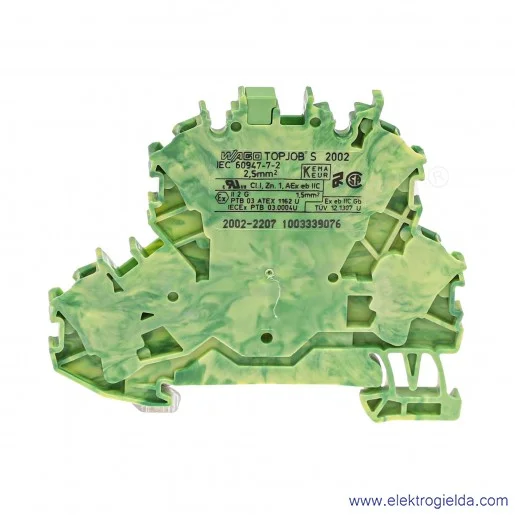 Złączka ochronna 2002-2207 2-piętrowa, 2.5mm, 2 przewodowa z mostkowaniem wewnętrznym Złączka ochronna 2002-2207 2-piętrowa, 2.5mm, 2 przewodowa z mostkowaniem wewnętrznym