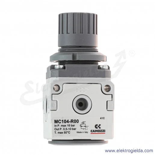 Reduktor ciśnienia M004-R10, G1/4, zakres regulacji 0.5-4 bar, 750 l/min, bez manometru, Camozzi Reduktor ciśnienia M004-R10, G1/4, zakres regulacji 0.5-4 bar, 750 l/min, bez manometru, Camozzi