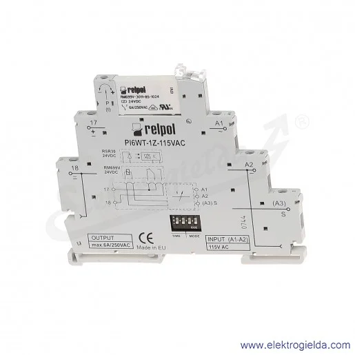 Przekaźnik czasowy wąskoprofilowy PIR6WT-1Z-115VAC-R z wyjściem stykowym 1Z, 9 -funkcji Przekaźnik czasowy wąskoprofilowy PIR6WT-1Z-115VAC-R z wyjściem stykowym 1Z, 9 -funkcji