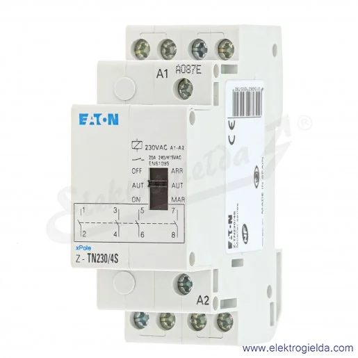 Stycznik modułowy 265579, Z-TN230/4S, 20A, 4NO, 230VAC, OFF-AUTO-ON Stycznik modułowy 265579, Z-TN230/4S, 20A, 4NO, 230VAC, OFF-AUTO-ON