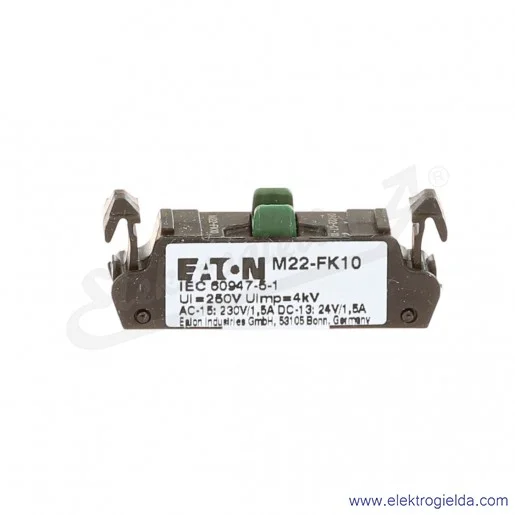 Styk zwierny 180792, M22-FK10, 1NO, 1.5A, 250V, montaż czołowy Styk zwierny 180792, M22-FK10, 1NO, 1.5A, 250V, montaż czołowy