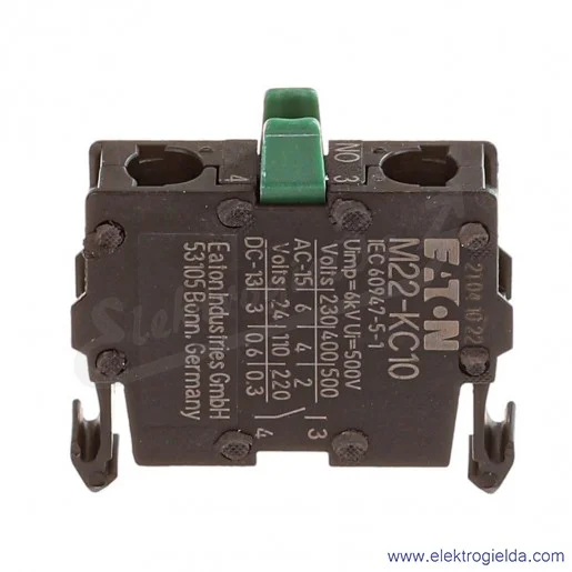 Styk pomocniczy 216380, M22-KC10, 1NO, 6A, do kasety Styk pomocniczy 216380, M22-KC10, 1NO, 6A, do kasety