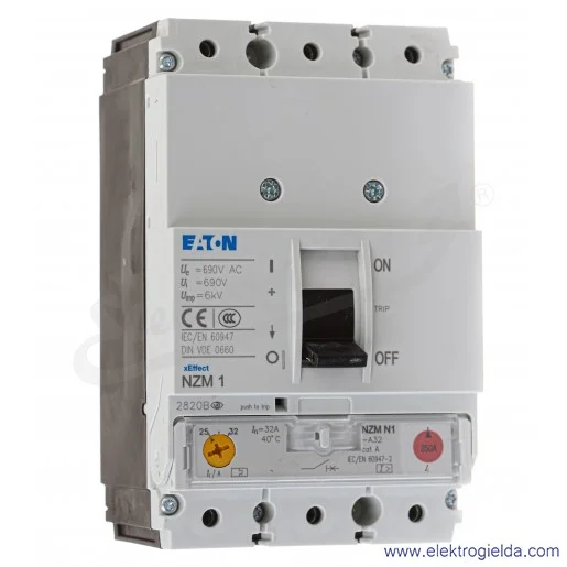 Wyłącznik mocy 281233, NZMN1-A32, 3P, 32A, 50kA, IP20 Wyłącznik mocy 281233, NZMN1-A32, 3P, 32A, 50kA, IP20