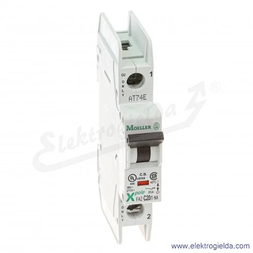 Wyłącznik nadprądowy 102091, FAZ-C20/1-NA, 1+N, typ C, 20A, 15kA, 230VAC Wyłącznik nadprądowy 102091, FAZ-C20/1-NA, 1+N, typ C, 20A, 15kA, 230VAC