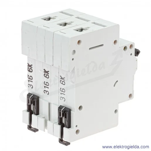 Wyłącznik nadprądowy 278907, FAZ K6/3, 3P, typ K, 6A, 15kA, ze wskaźnikiem optycznym Wyłącznik nadprądowy 278907, FAZ K6/3, 3P, typ K, 6A, 15kA, ze wskaźnikiem optycznym