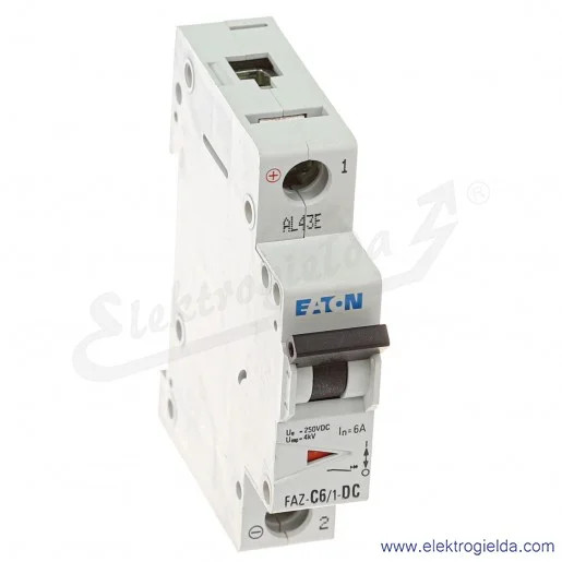 Wyłącznik nadprądowy 279125, FAZ-C6/1-DC, 1P, typ C, 6A, 10kA, klasa 3 Wyłącznik nadprądowy 279125, FAZ-C6/1-DC, 1P, typ C, 6A, 10kA, klasa 3