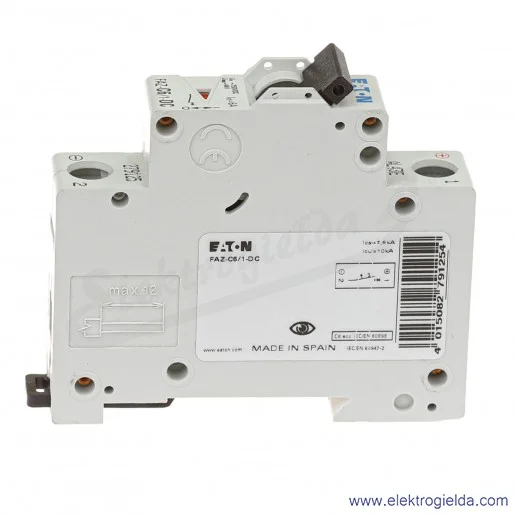 Wyłącznik nadprądowy 279125, FAZ-C6/1-DC, 1P, typ C, 6A, 10kA, klasa 3 Wyłącznik nadprądowy 279125, FAZ-C6/1-DC, 1P, typ C, 6A, 10kA, klasa 3