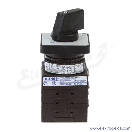 Przełącznik 050712, T0-4-8223/E, 4P, 20A, 1-2, do wbudowania, IP65 Przełącznik 050712, T0-4-8223/E, 4P, 20A, 1-2, do wbudowania, IP65