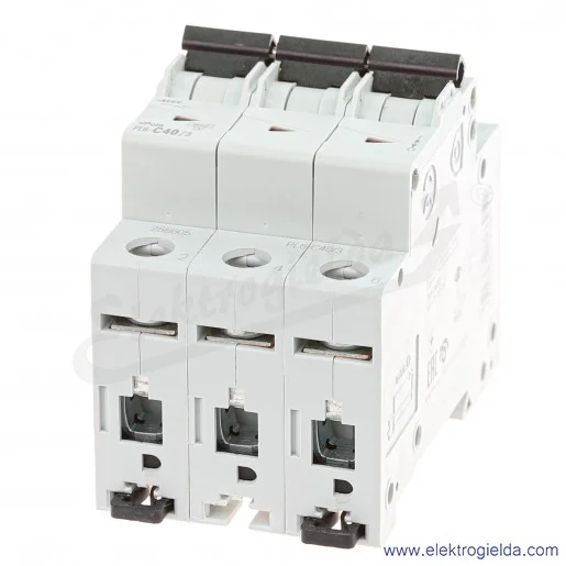 Wyłącznik nadprądowy 286605, PL6-C40/3, 3P, typ C, 40A, 6kA, AC, IP20 Wyłącznik nadprądowy 286605, PL6-C40/3, 3P, typ C, 40A, 6kA, AC, IP20