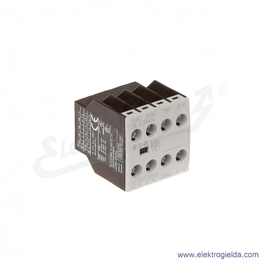 Styki pomocnicze DILA-XHI04 czołowe 4NC do styczników DILA, DILM7-38 Styki pomocnicze DILA-XHI04 czołowe 4NC do styczników DILA, DILM7-38