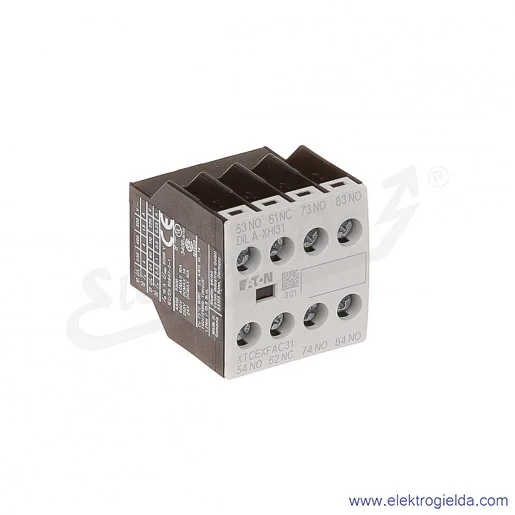 Styki pomocnicze DILA-XHI31 czołowe 3NO+1NC do styczników DILA, DILM7-38 Styki pomocnicze DILA-XHI31 czołowe 3NO+1NC do styczników DILA, DILM7-38