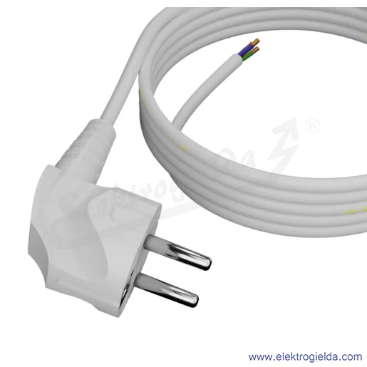 Przewód przyłączeniowy W-97169 S-3 3m 3X1 biały z wtyczką kątową Przewód przyłączeniowy W-97169 S-3 3m 3X1 biały z wtyczką kątową