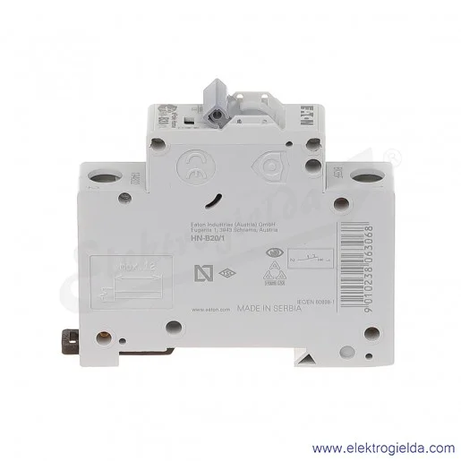 Wyłącznik nadprądowy HN-B20/1 1P B 20A AC 6kA Wyłącznik nadprądowy HN-B20/1 1P B 20A AC 6kA