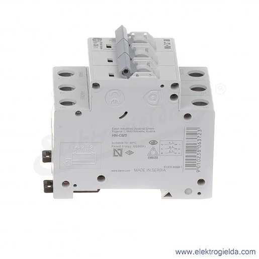 Wyłącznik nadprądowy HN-C6/3 3P C 6A AC 6kA Wyłącznik nadprądowy HN-C6/3 3P C 6A AC 6kA