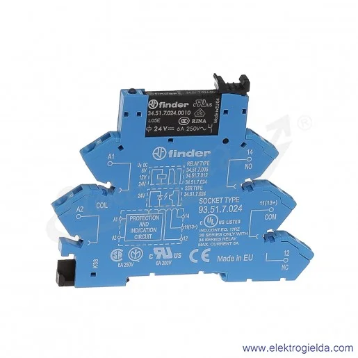 Przekaźnikowy moduł sprzęgający 38.61.7.024.0050 1P 24V DC elektromechaniczny Przekaźnikowy moduł sprzęgający 38.61.7.024.0050 1P 24V DC elektromechaniczny