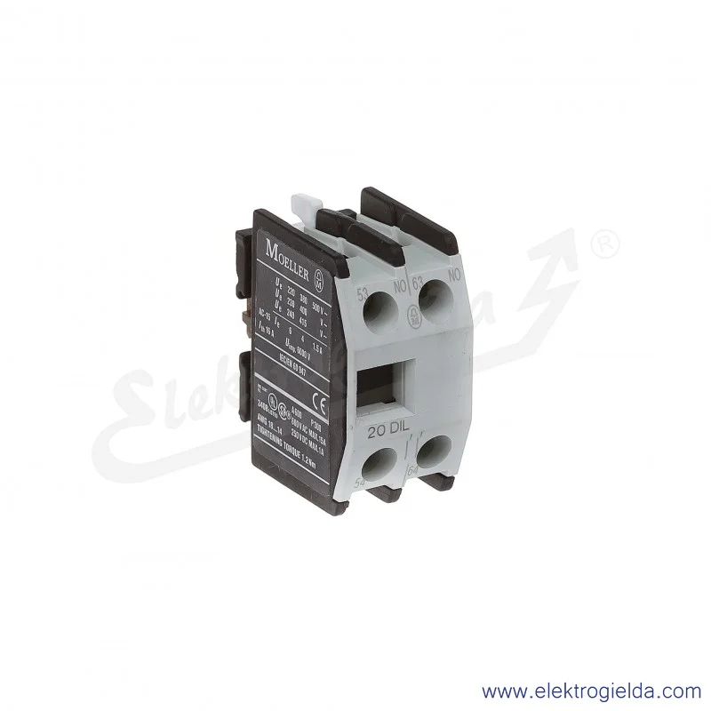 Styki pomocnicze 20 DIL czołowe 2NO do DILEM Styki pomocnicze 20 DIL czołowe 2NO do DILEM