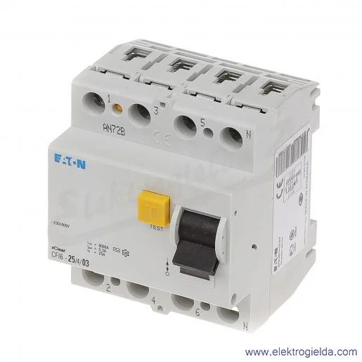 Wyłącznik różnicowoprądowy CFI6-25/4/03 4P 25A 0,30A typ AC Wyłącznik różnicowoprądowy CFI6-25/4/03 4P 25A 0,30A typ AC