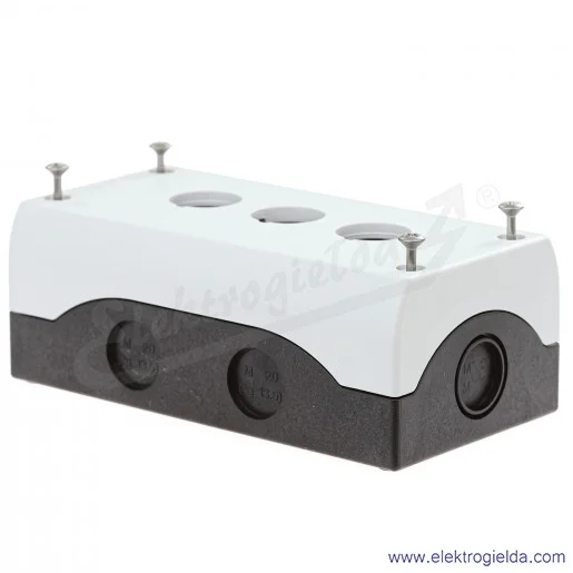 Kaseta pusta 216538, M22-I3, 3 otworowa 22mm, szara, IP67 Kaseta pusta 216538, M22-I3, 3 otworowa 22mm, szara, IP67