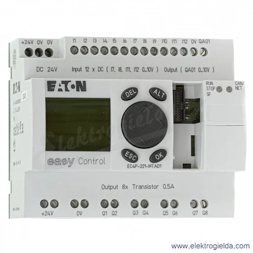 Sterownik PLC 106395, Easy Control EC4P-221-MTAD1, 24VDC, 12 wejść 8 wyjść, wyświetlacz LCD